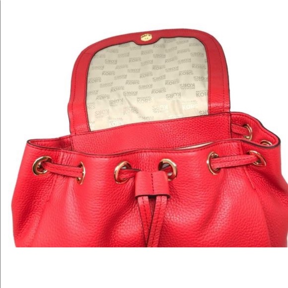 Michael Korda Red Riley Leather Backpack - Picture 3 of 4